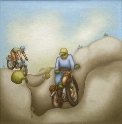 Motorrijders in de duinen